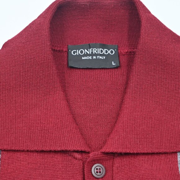 GORGEOUS Gionfriddo MCM Wool Blend Made in Italy Red Jumper Polo Neck Sweater L - Picture 3 of 5
